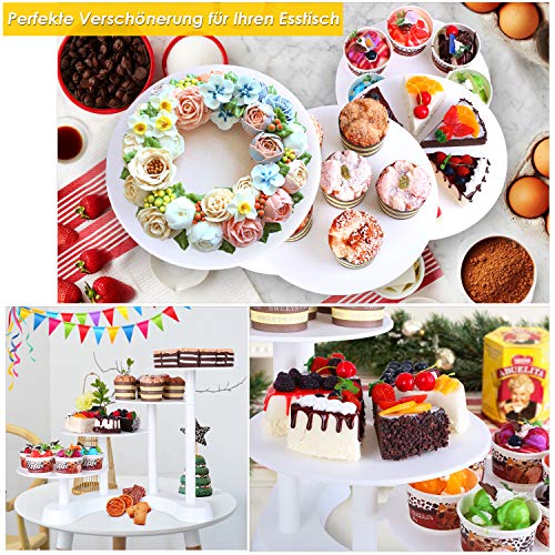 MVPower - Soporte expositor para tartas, pasteles y cupcakes, 4 bandejas, color blanco, ideal para tarta de bodas o cumpleaños, ABS, 4plateaux, 4 Plateaux