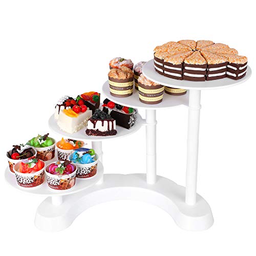 MVPower - Soporte expositor para tartas, pasteles y cupcakes, 4 bandejas, color blanco, ideal para tarta de bodas o cumpleaños, ABS, 4plateaux, 4 Plateaux