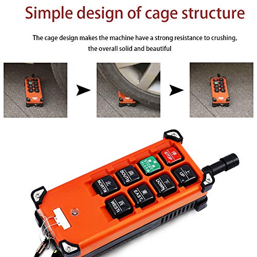 MXBAOHENG Mando para Grua Control Remoto Industrial Control Remoto de Grúa Inalámbrico Mando para Polipasto 220V F21-E1B 8 Canales 1 Transmisor 1 Receptor
