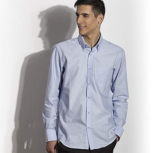 My Custom Stylel Hombre de la Camisa Oxford de Manga Larga de Color Azul. Talla 2XL