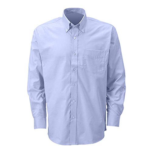 My Custom Stylel Hombre de la Camisa Oxford de Manga Larga de Color Azul. Talla 2XL