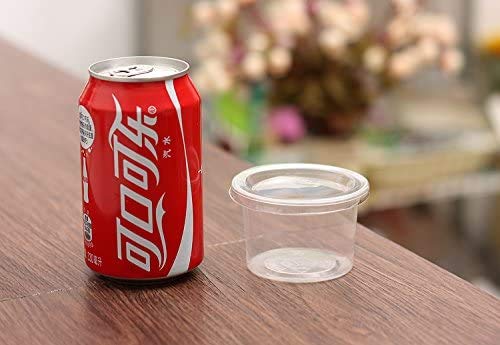 Mydio 100 vasos desechables de plástico con tapa, contenedor de porción transparente para alimentos y bebidas