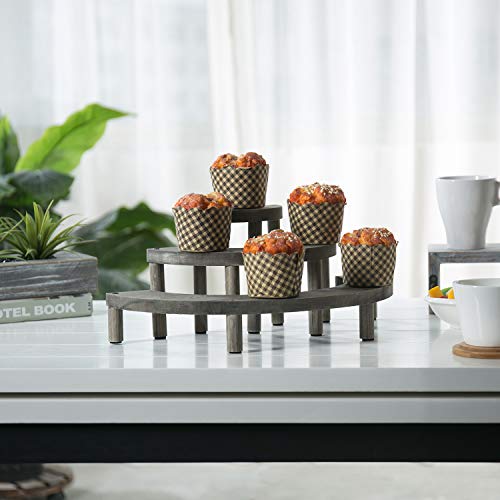 MyGift - Expositor de 3 pisos para cupcakes (madera semicircular), color gris