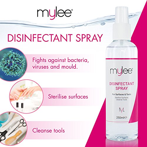 Mylee Spray Antiséptico Desinfectante 250ml, para Limpiar Superficies de Salones de Belleza, Herramientas y Equipos de Manicura y Pedicura, Limpiador para Rodillo Dermatológico