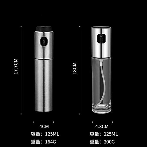 MYSdd Rociador de Aceite de Oliva de Vidrio Herramienta de Cocina Vinagre de Acero Inoxidable Aerosol de Aceite Botella vacía Dispensador Ensalada de Cocina Herramienta de Barbacoa-Acero Inoxidable A