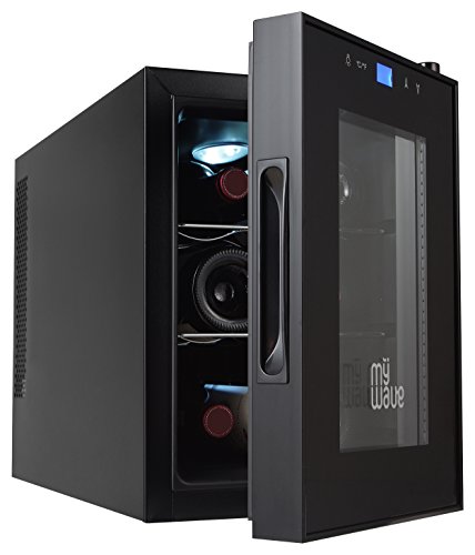 MyWave Vinoteca 6 Botellas MWWT 6B Vertical Capacidad de 20 Litros 70W de Potencia Enfriamiento Termoelectrico Color Negro