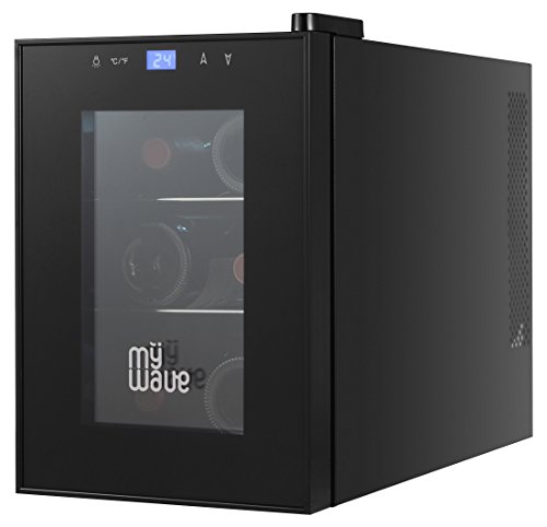 MyWave Vinoteca 6 Botellas MWWT 6B Vertical Capacidad de 20 Litros 70W de Potencia Enfriamiento Termoelectrico Color Negro