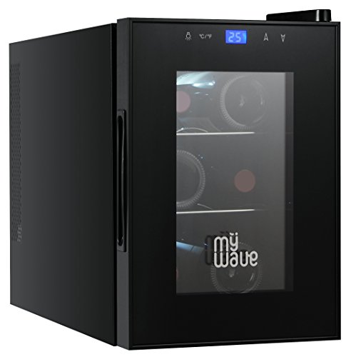 MyWave Vinoteca 6 Botellas MWWT 6B Vertical Capacidad de 20 Litros 70W de Potencia Enfriamiento Termoelectrico Color Negro