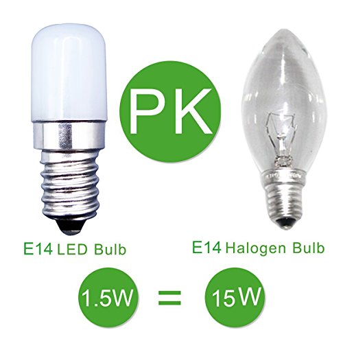 MZMing [2 Piezas] E14 Tornillos Pequeños LED Bulb 1.5W Bombillas Reemplaza 15W Bombilla Halógena-6000K Blanco Frío 180lm de-no Regulable Bajo en Calorías para Usado para Refrigerador