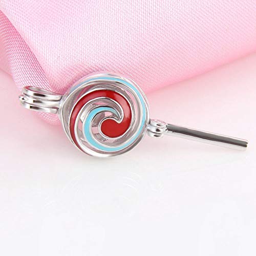 MZNSQB 925 Plata esterlina Colorido Espiral piruleta Colgante Esmalte joyería de Moda Mujer Deseo Perla medallón joyería de Regalo