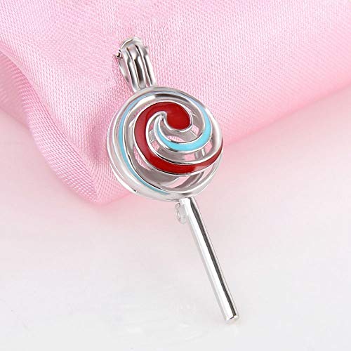 MZNSQB 925 Plata esterlina Colorido Espiral piruleta Colgante Esmalte joyería de Moda Mujer Deseo Perla medallón joyería de Regalo