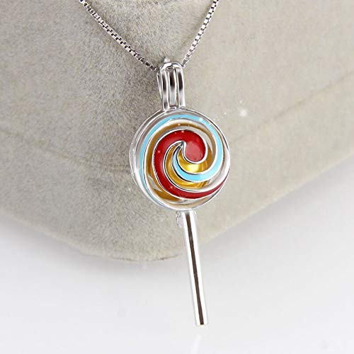 MZNSQB 925 Plata esterlina Colorido Espiral piruleta Colgante Esmalte joyería de Moda Mujer Deseo Perla medallón joyería de Regalo