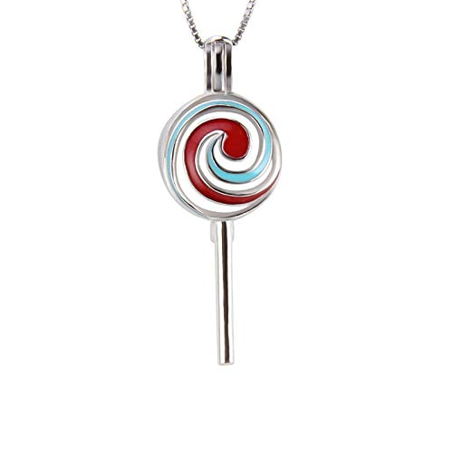 MZNSQB 925 Plata esterlina Colorido Espiral piruleta Colgante Esmalte joyería de Moda Mujer Deseo Perla medallón joyería de Regalo