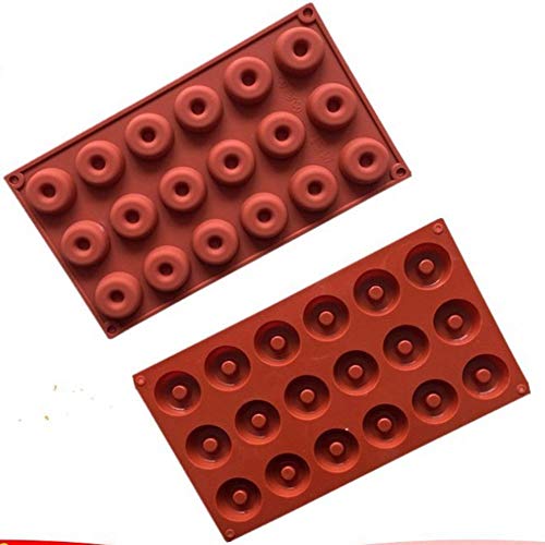 MZY1188 Molde de Silicona con Forma de Mini rosquillas de 18 cavidades, Mini Molde para Hornear de Chocolate, moldes para Hornear Bricolaje, Molde de rosquilla de Silicona con Forma Redonda