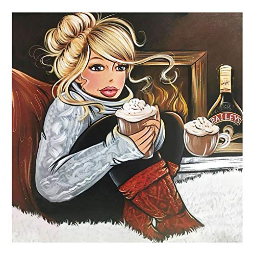 N / A 5D-Diamond Painting Lady Diamond Painting DIY Mosaic Full Cartoon Lady Diamond Embroidery Cross Stitch Kit Cartoon Picture Home Decoration-40X40Cm