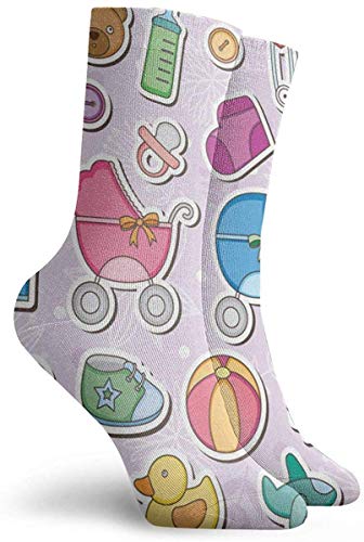 N / A Baby oso divertido arte adultos cortos calcetines frescos calcetines para hombres mujeres Yoga senderismo ciclismo correr fútbol deporte 30 cm / 11,8 pulgadas