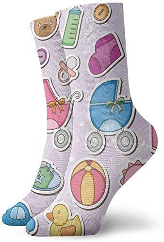 N / A Baby oso divertido arte adultos cortos calcetines frescos calcetines para hombres mujeres Yoga senderismo ciclismo correr fútbol deporte 30 cm / 11,8 pulgadas