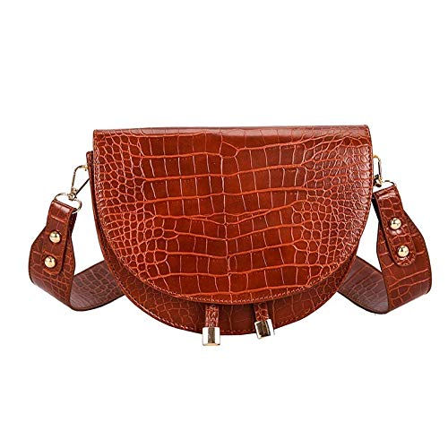 N / A Bolso Bandolera de Mujer de Moda Semicírculo de cocodrilo Bolsos de sillín Bolsos de Hombro de Cuero Suave para Bolsos de Mujer Diseñador 21x5x16cm