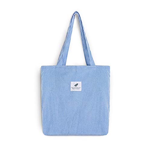 N / A Bolso de Mano de Lona de Pana para Mujer Bolsos de Hombro de Tela para Mujer Bolso de Compras Casual para Damas jóvenes Bolsos Plegables Reutilizables para niñas 35 * 36 cm