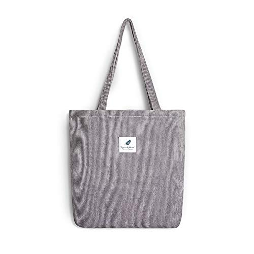 N / A Bolso de Mano de Lona de Pana para Mujer Bolsos de Hombro de Tela para Mujer Bolso de Compras Casual para Damas jóvenes Bolsos Plegables Reutilizables para niñas 35 * 36 cm