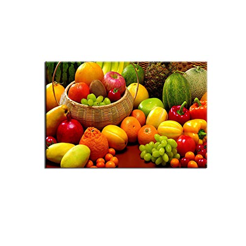 N / A Cuadro en Lienzo Pintura Decorativa Frutas y Verduras Frescas Naturaleza Muerta Pintura de Pared Cuadro de Lienzo Decoración de Dormitorio Decoración de Comedor Decoración de Pared Arte