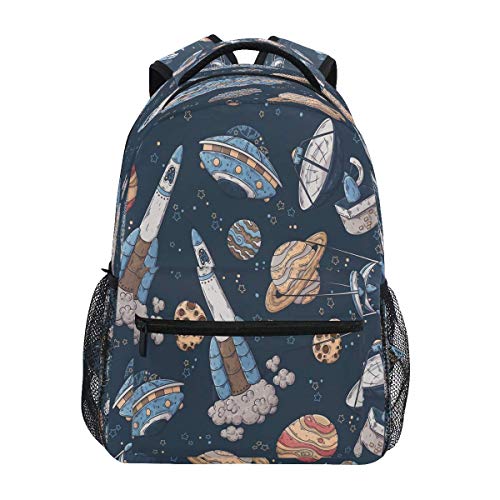 N / A Niños Mochila portátil Grill - Planeta satélite Libretas Equipo Mochila Nave Espacial de Rocket por Camping Senderismo