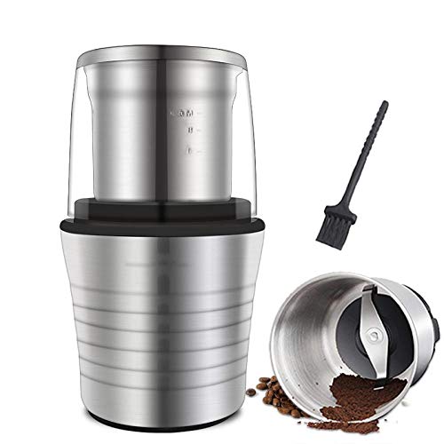 N-A Taza de café 2/1 Taza Doble húmeda y Seca 300 W Molinillo de Especias y Granos de café eléctrico Cuerpo de Acero Inoxidable y Cuchilla Miller