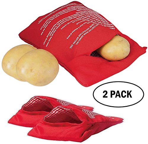 N/a. 2 Pack Bolsa para Patatas EN MICROONDAS. Patatas Listas EN 4-6 MIN. Bolsa DE Patatas ROJA DE 24 X 19 CM.