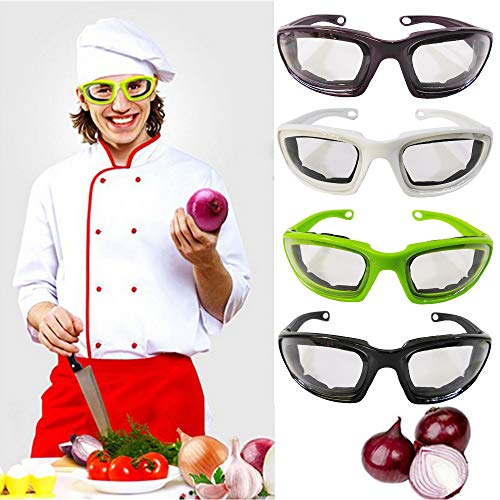 NA 4 Pares Cebolla Goggles Gafas Rebanar Cocina Corte Picar Picado Ojo Proteja Cebolla Gafas Profesionales, duraderas y sin rasgones para Uso en el hogar y la Cocina