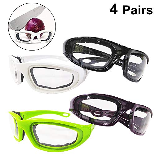 NA 4 Pares Cebolla Goggles Gafas Rebanar Cocina Corte Picar Picado Ojo Proteja Cebolla Gafas Profesionales, duraderas y sin rasgones para Uso en el hogar y la Cocina