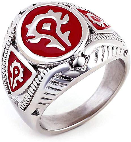 NA Anillo de Acero de Titanio Retro Warcraft Wow Hegemony Alliance para Hombre