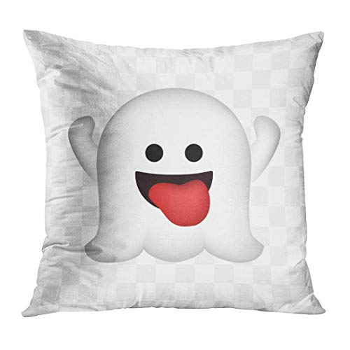 N\A Funda de Almohada Emoji Lindo Fantasma en Emoticon de Halloween Funda de Almohada Decorativa decoración del hogar Funda de Almohada Cuadrada