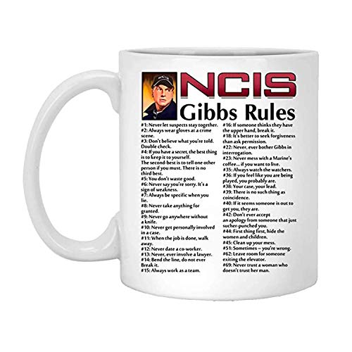 N\A NCIS Gibbs Reglas 69 Reglas Café Taza de cerámica Taza de Viaje