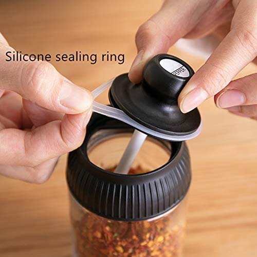 N/A ZLLOO Glass Spice Jars Condiment Container 3Pcs Storage Seasoning Box Set con Cuchara