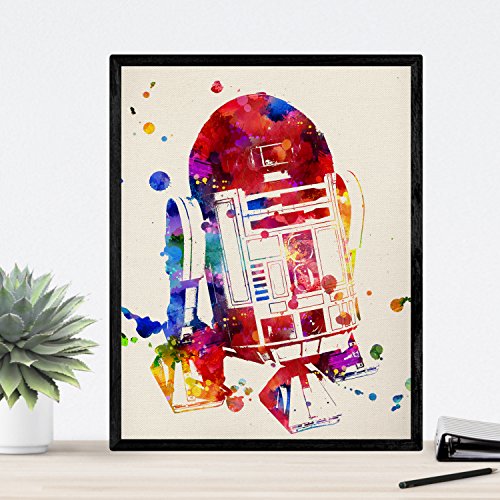 Nacnic Set de 4 láminas para enmarcar Star Wars Estilo Acuarela. Posters con imágenes de la Guerra de Las Galaxias. Decoración de hogar. Papel 250 Gramos Llena de Estilo tu casa