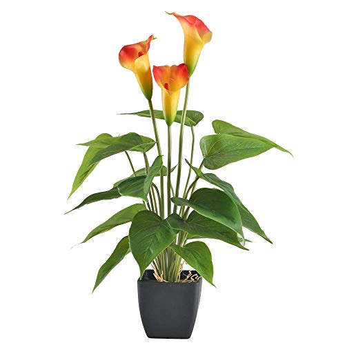 NAHUAA Flores Artificiales Cala Lily en Macetas Plantas Falsas Home Kitchen Oficina Mesa Centros de Mesa Arreglos Fiesta Jardín Interior Decoración al Aire Libre