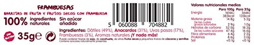 Nakd Barritas de Fruta y Frutos Secos con Frambuesas - Pack de 18 x 35 g, Sin Azúcar Añadido, Sin Gluten, Sin Lactosa, Vegano, Berry Delight