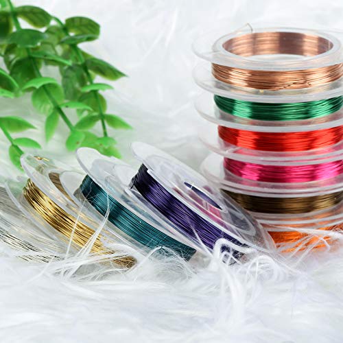 Naler 10 rollos de alambre de cobre, 0,3 mm, varios colores, alambre de cobre desnudo, para manualidades, joyería, bricolaje, 10 metros/rollo