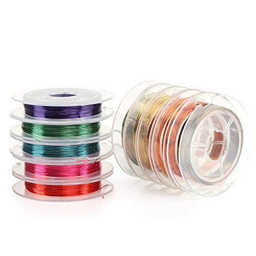 Naler 10 rollos de alambre de cobre, 0,3 mm, varios colores, alambre de cobre desnudo, para manualidades, joyería, bricolaje, 10 metros/rollo