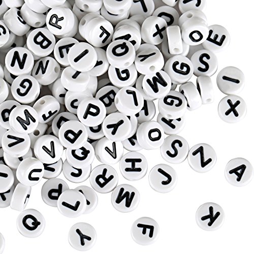 Naler 1200 Abalorios Letras Redondas Cuentas Alfabeto para Pulseras DIY Manualidades(6mm, 26 Letras)