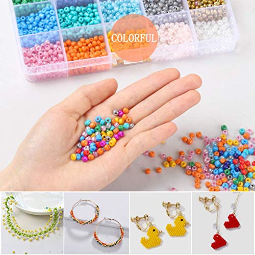 Naler 2550 Cuentas de Colores 4mm Mini Cuentas y Abalorios Cristal para DIY Pulseras Collares Bisutería (15 Colores)