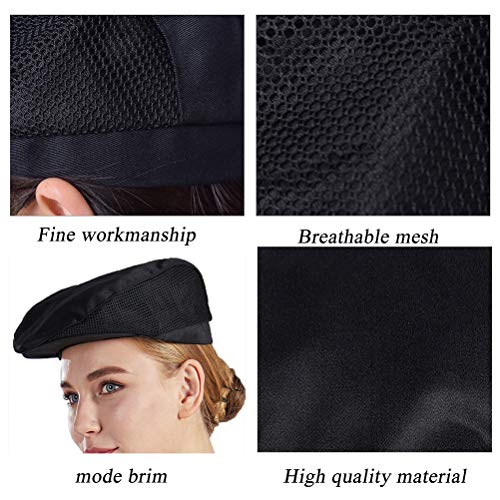 Nanxson Chef Boina Plana Pastelería Baker Cocina Verano Mesh Cooking Works Uniformes Gorro Chef para Adultos CF9021 (1, Negro*3)