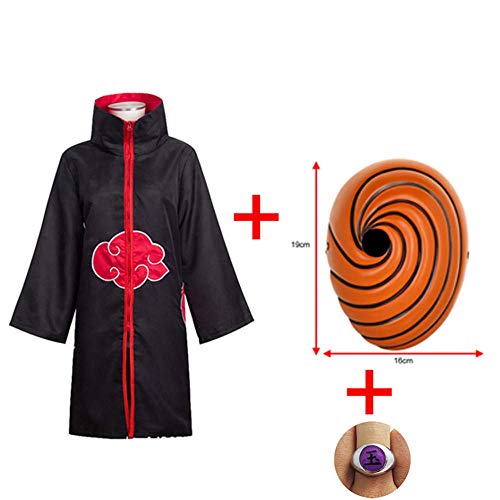 Naruto Tobi Obito Disfraz de Cosplay Akatsuki Capa de manga larga Carnaval de Halloween Disfraz de Cosplay para adultos divertido