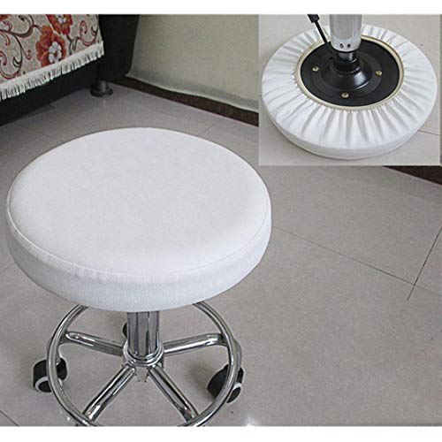 Nati Funda de Taburete Redonda Cuero de Imitación Cubierta para Bar Taburete Asiento Anti-Polvo Funda para Taburete Giratorio Taburete con Rueda Blanco 40cm