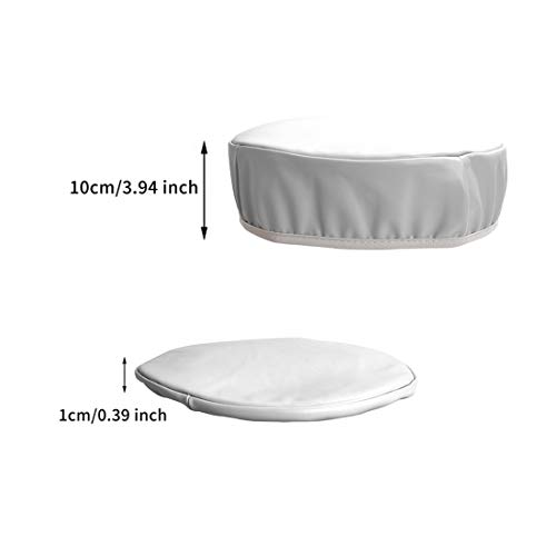 Nati Funda de Taburete Redonda Cuero de Imitación Cubierta para Bar Taburete Asiento Anti-Polvo Funda para Taburete Giratorio Taburete con Rueda Blanco 40cm