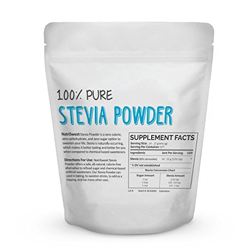 Natrisweet 100% puro de Stevia en polvo 4 Oz suplente (113G) con cero calorías Endulzante Natural azúcar sin carbohidratos ni edulcorantes artificiales sin rellenos o aglutinantes vegano