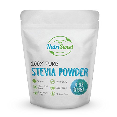 Natrisweet 100% puro de Stevia en polvo 4 Oz suplente (113G) con cero calorías Endulzante Natural azúcar sin carbohidratos ni edulcorantes artificiales sin rellenos o aglutinantes vegano