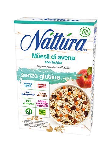 Nattura Copos de Avena con Fruta Sin Gluten Rico en Fibra Con Betaglucanos Fuente de Proteína Sin Leche Sin Levadura Sin Azúcar Agregada Sin Aceite de Palma Vegano OK - 1 x 300 Gramos