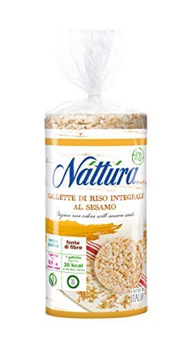 Nattura Tortas de arroz integrales orgánicas con fuente de fibra sin gluten de sésamo - 1 x 130 gramos