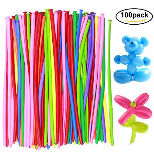 Natuce 100PCS Largo Globos, Globos Mágicos, Globos de Moldeables, Globos de Látex, Modelado de Globos, Globos mágicos Largos,Torcer Globo,Globos de Animales para Bodas, cumpleaños, Fiesta